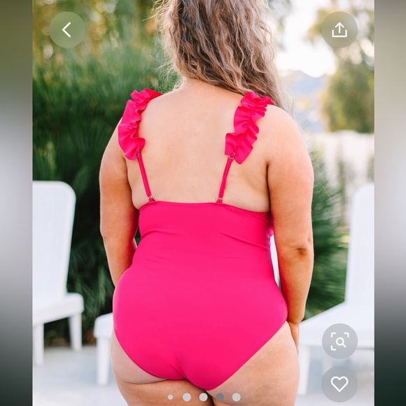 Hot pink, ruffle strap, chic soul, one piece seimsuit - Picture 3 of 3